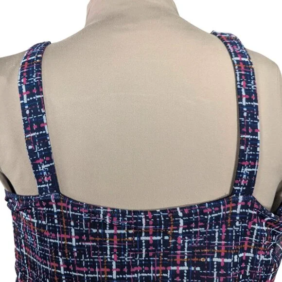 Chico's 2 (Large) Sleeveless Lined Navy Blue V-Neck Geometric Pattern Top - Picture 4 of 9